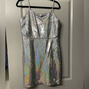 Gianni Bini Iridescent Silver Sequin Dress